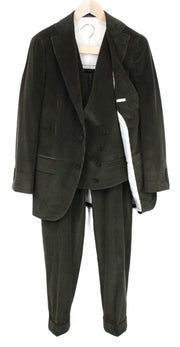 SUITSUPPLY La Spalla Men's Suit UK36R Corduroy Lined Green Pure Cotton 3-Piece