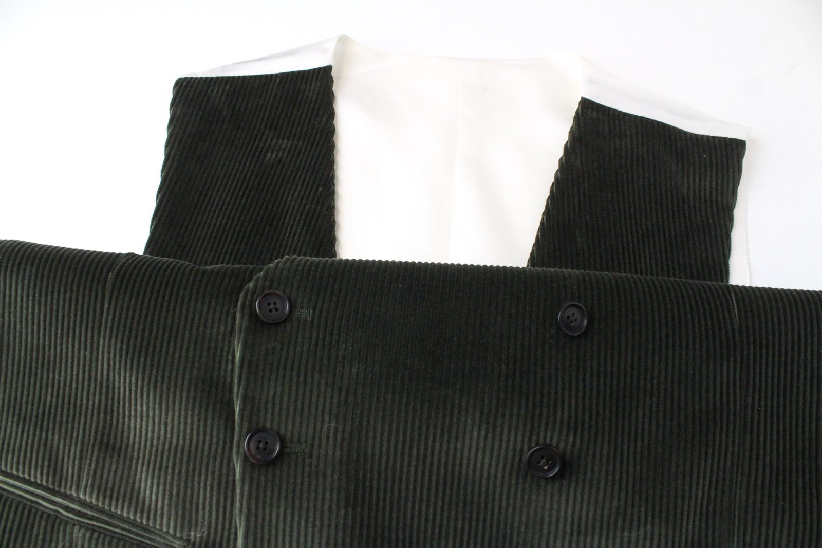 SUITSUPPLY La Spalla Men's Suit UK36R Corduroy Lined Green Pure Cotton 3-Piece