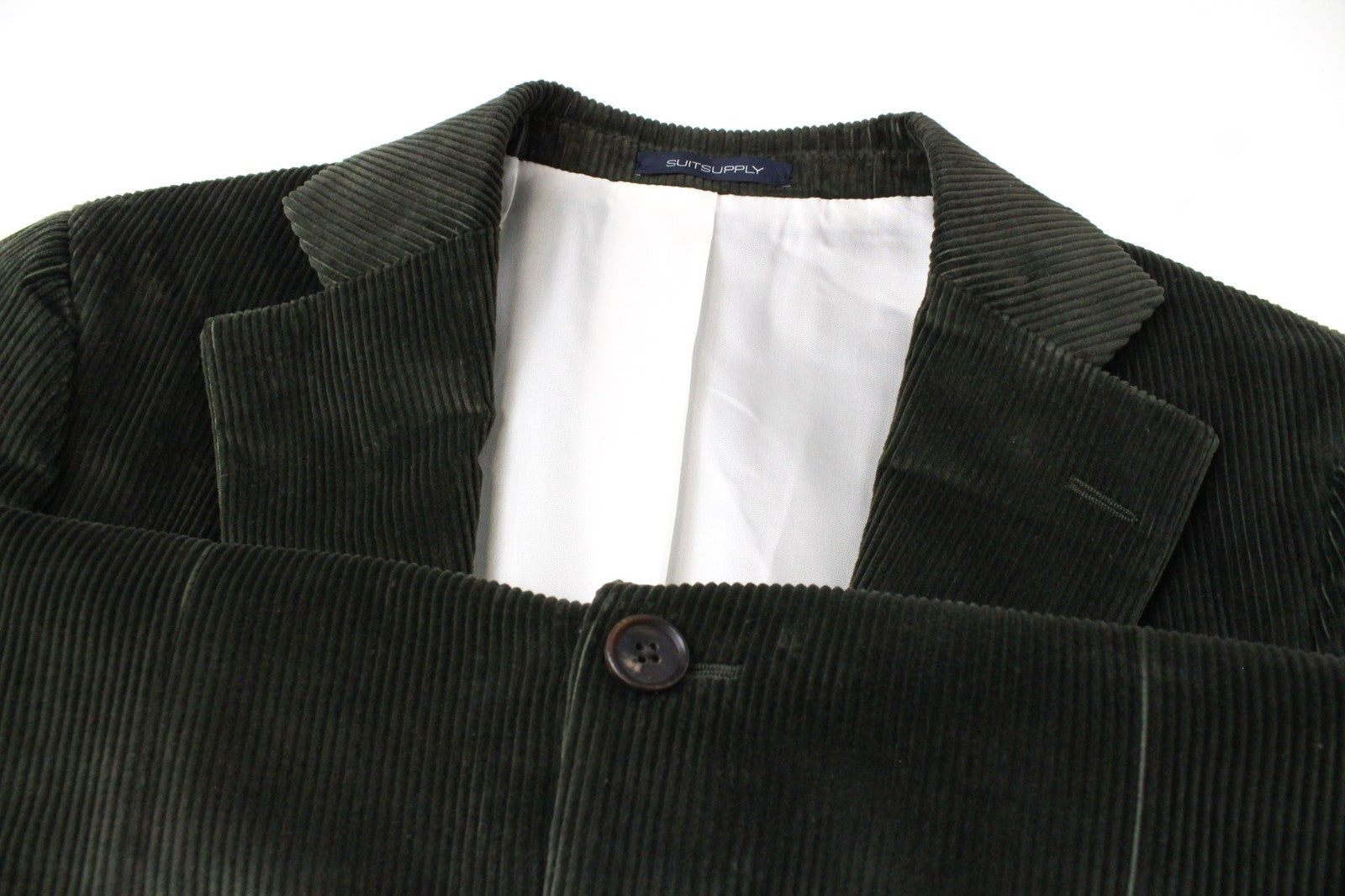 SUITSUPPLY La Spalla Men's Suit UK36R Corduroy Lined Green Pure Cotton 3-Piece