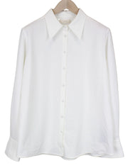 SUISTUDIO Women's Shirt EU44 Long Sleeve White Stretch Pointed Collar Classic