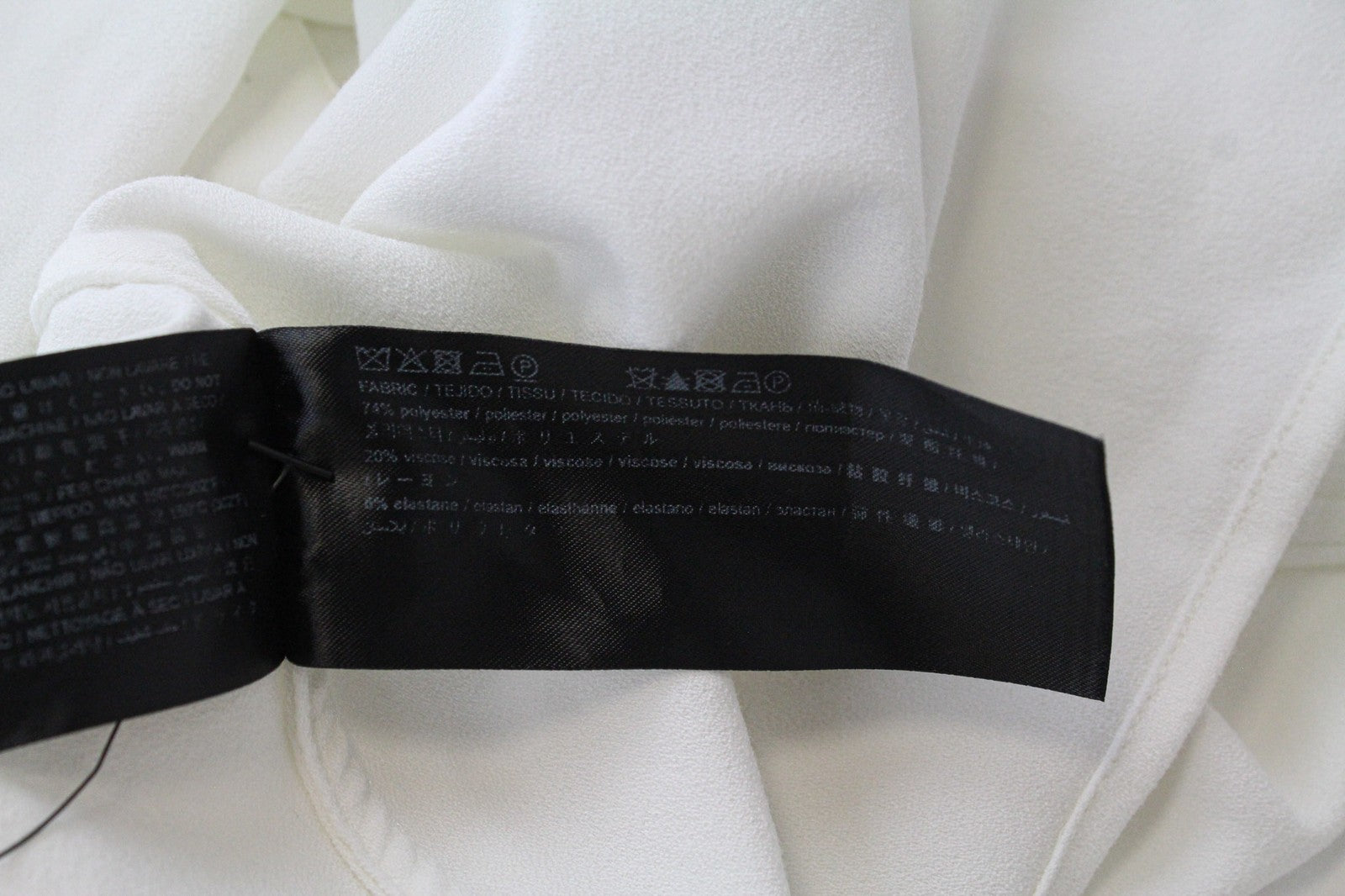 SUISTUDIO Women's Shirt EU44 Long Sleeve White Stretch Pointed Collar Classic