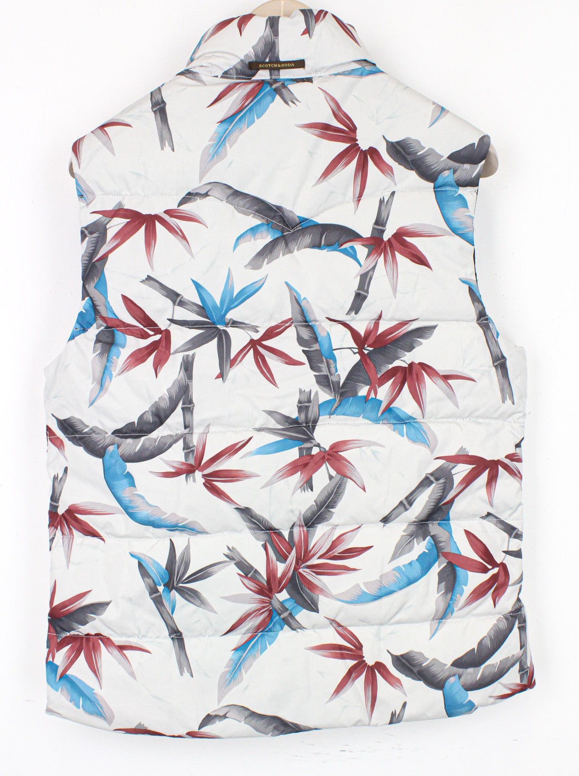 SCOTCH & SODA Men's Vest M Off-White Leaf Reversible Two-Sided High Neckline