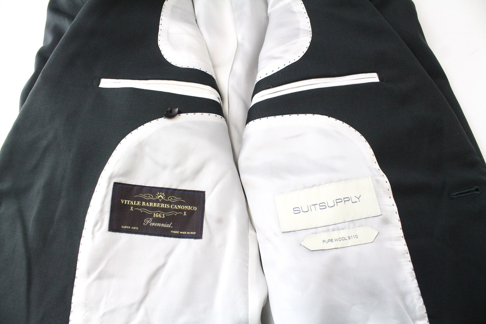 SUITSUPPLY Lazio Men's Suit UK36R Dark Green Slim 3-Piece Wool S110 Perennial