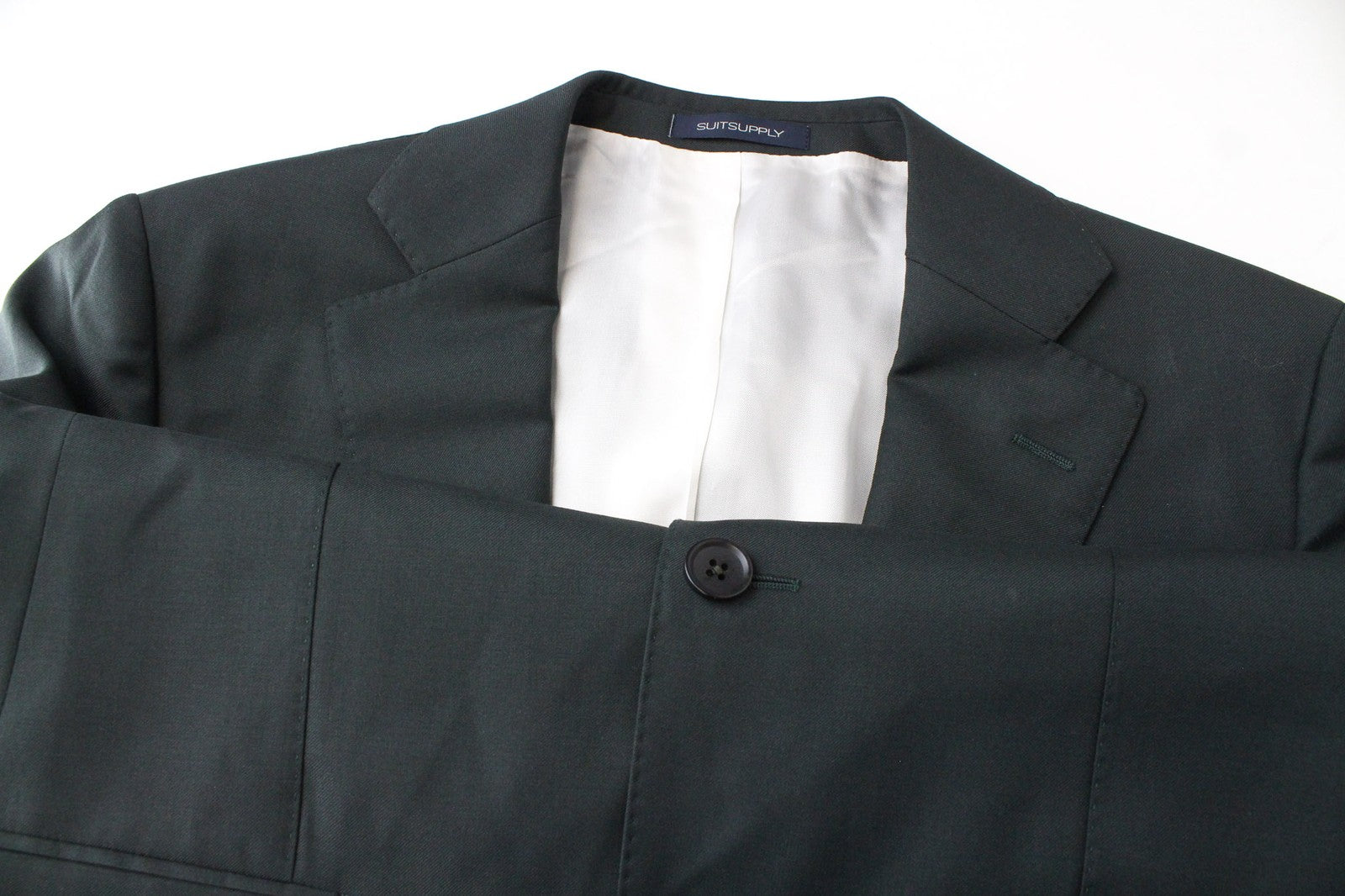 SUITSUPPLY Lazio Men's Suit UK36R Dark Green Slim 3-Piece Wool S110 Perennial