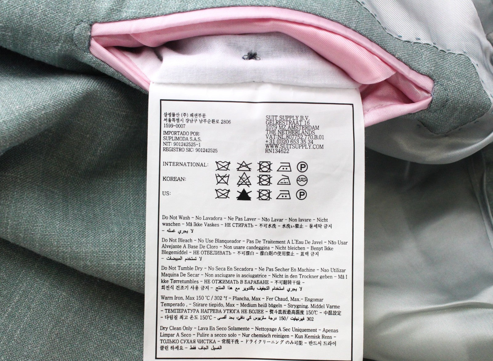 SUITSUPPLY La Spalla Men's Suit UK30R Double-Breasted Green Wool Silk Linen Set