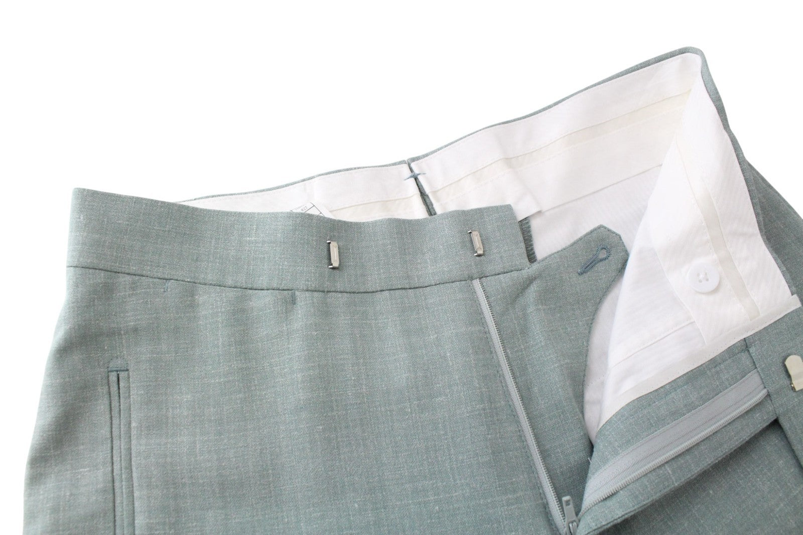 SUITSUPPLY La Spalla Men's Suit UK30R Double-Breasted Green Wool Silk Linen Set