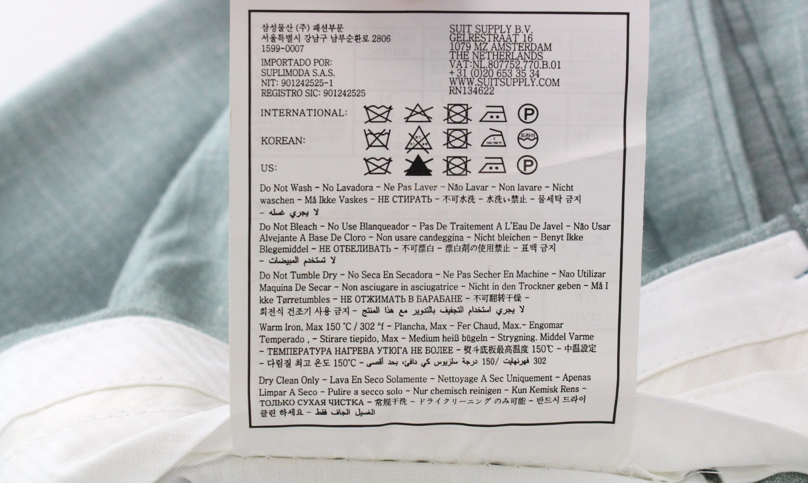 SUITSUPPLY La Spalla Men's Suit UK30R Double-Breasted Green Wool Silk Linen Set