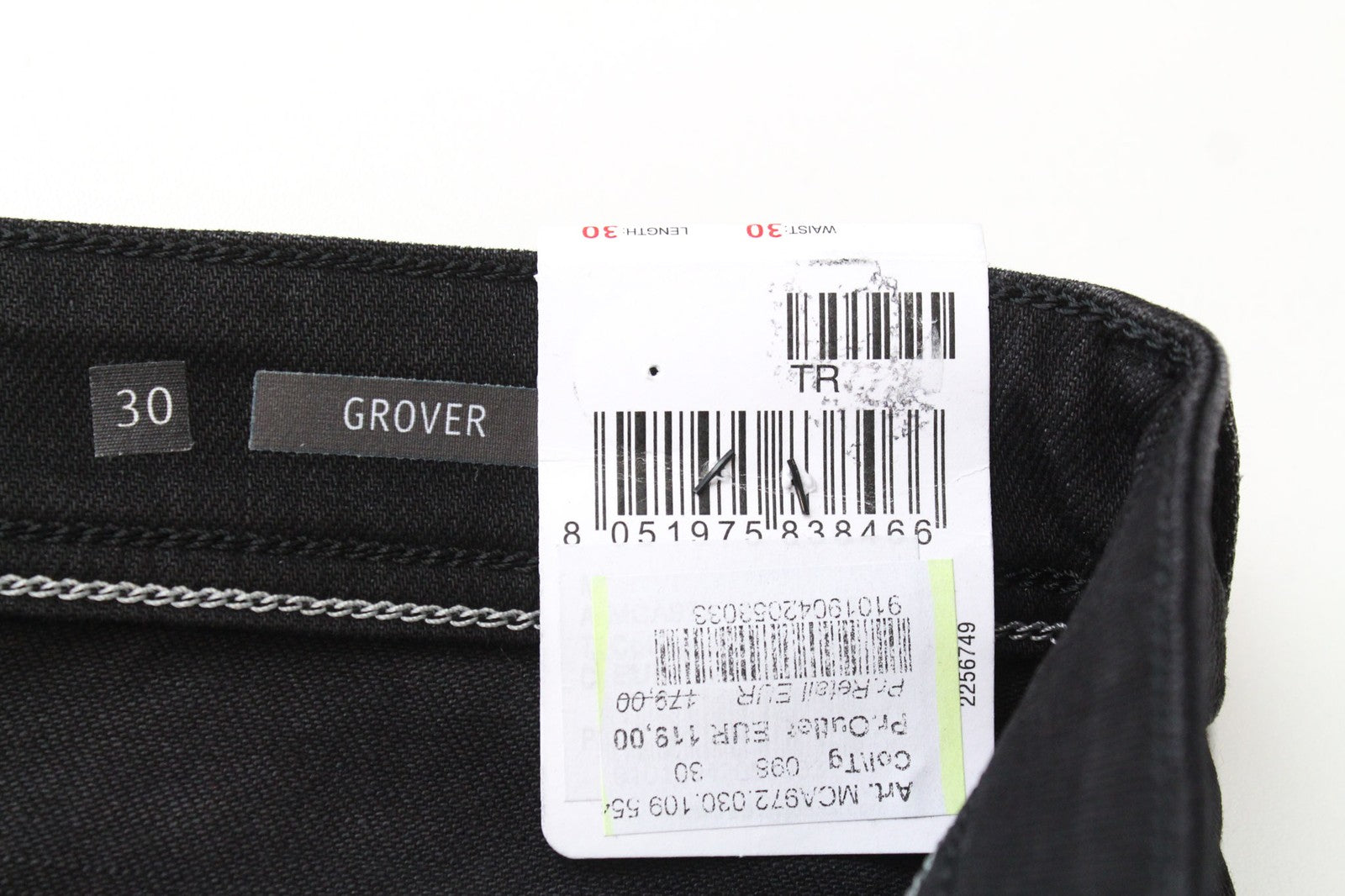 REPLAY Grover Men's Jeans W30/L30 Straight Black Cotton Blend Casual Stretch