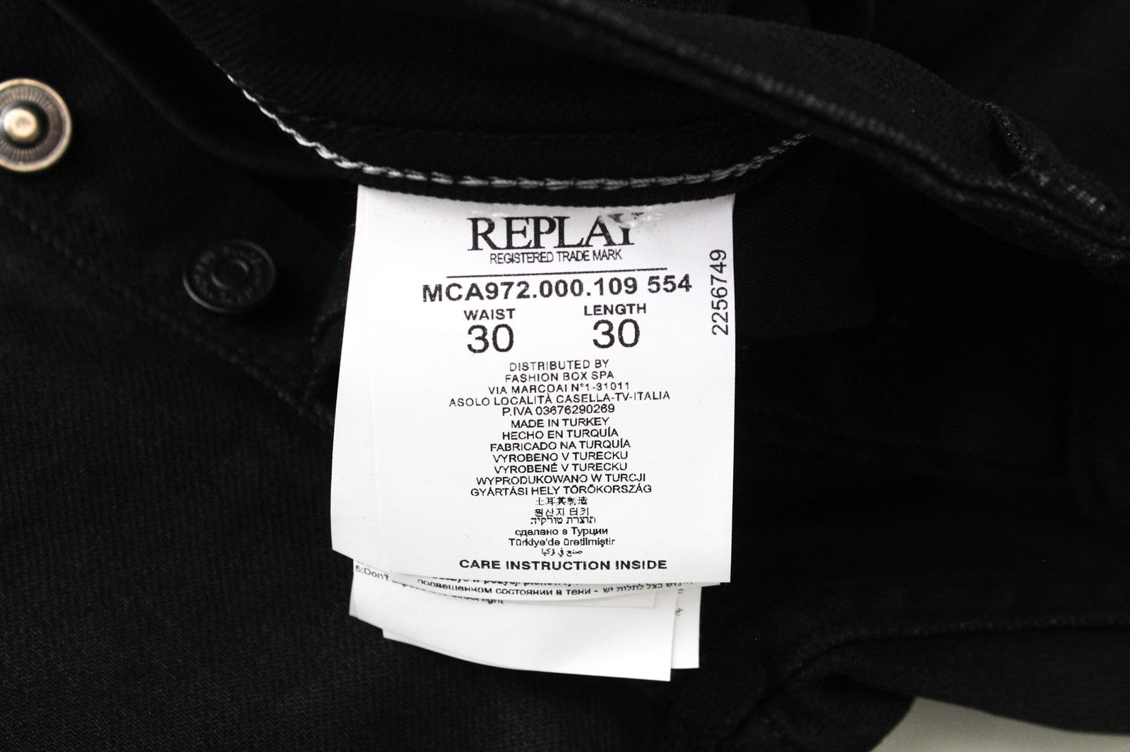 REPLAY Grover Men's Jeans W30/L30 Straight Black Cotton Blend Casual Stretch