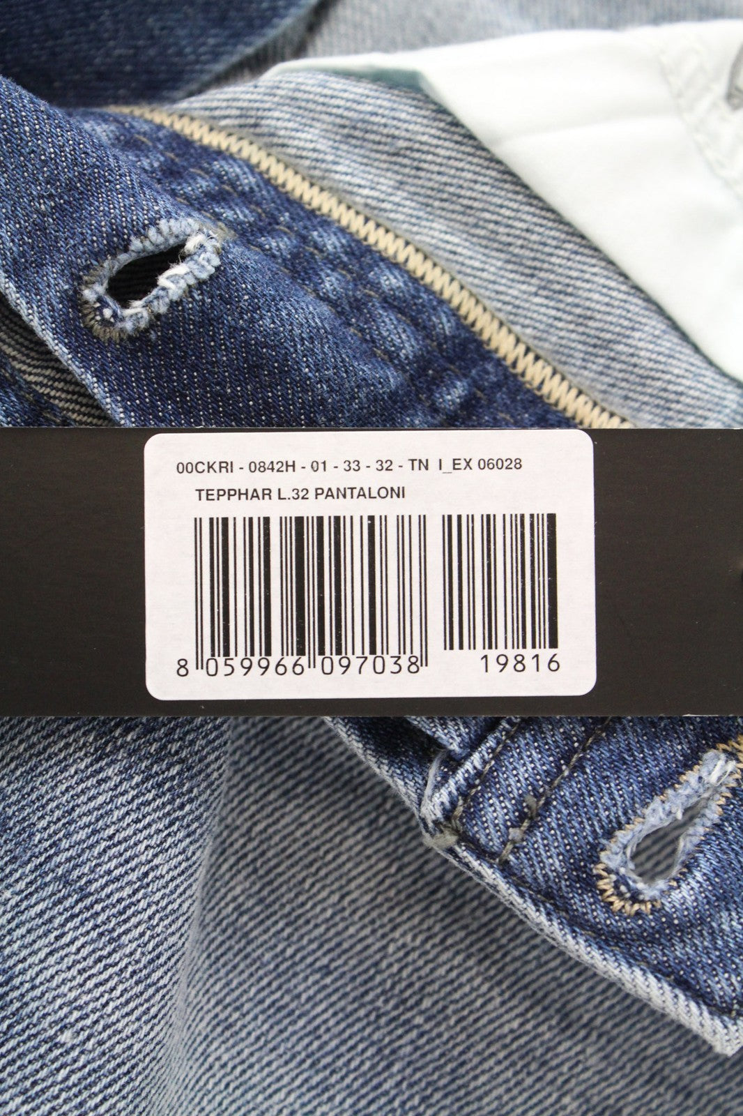 DIESEL Tepphar 0842H Men's Jeans W33/L32 Slim Carrot Fit Blue Washed Cotton