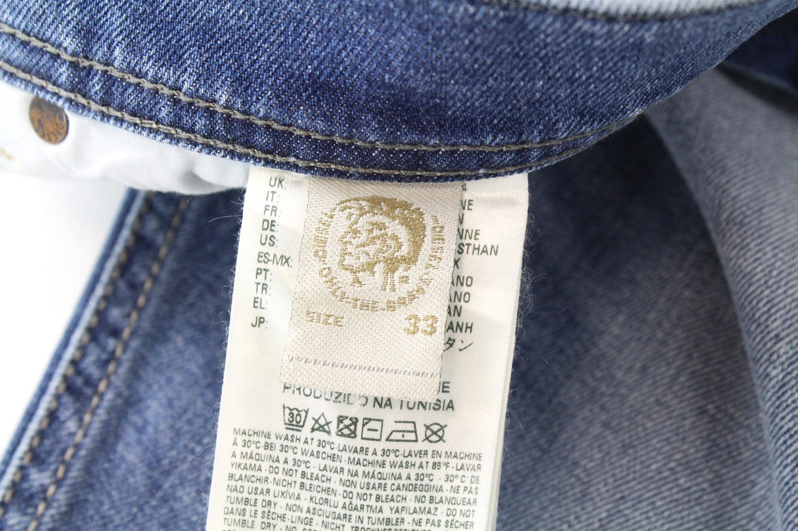 DIESEL Tepphar 0842H Men's Jeans W33/L32 Slim Carrot Fit Blue Washed Cotton