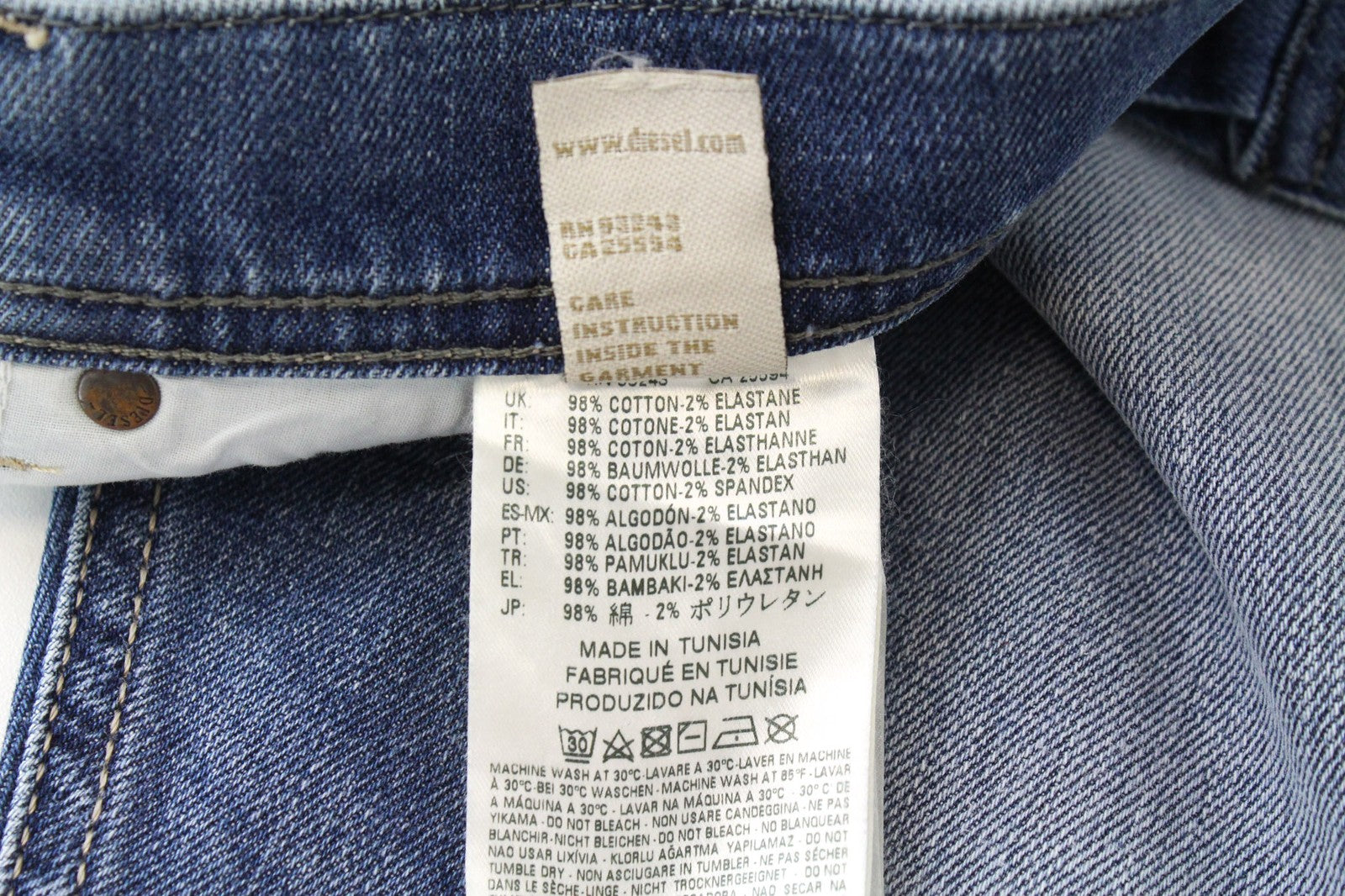 DIESEL Tepphar 0842H Men's Jeans W33/L32 Slim Carrot Fit Blue Washed Cotton