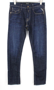 REPLAY Rob Men's Jeans W30/L34 Straight Tapered Blue Cotton Stretch Denim Fit