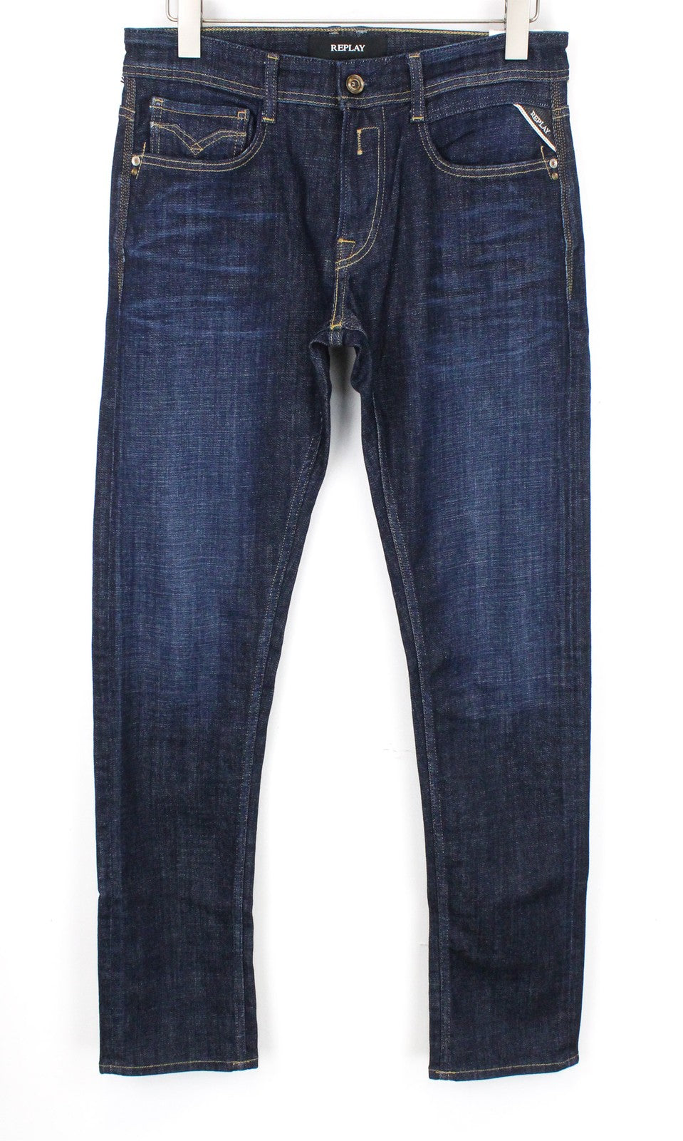 REPLAY Rob Men's Jeans W30/L34 Straight Tapered Blue Cotton Stretch Denim Fit