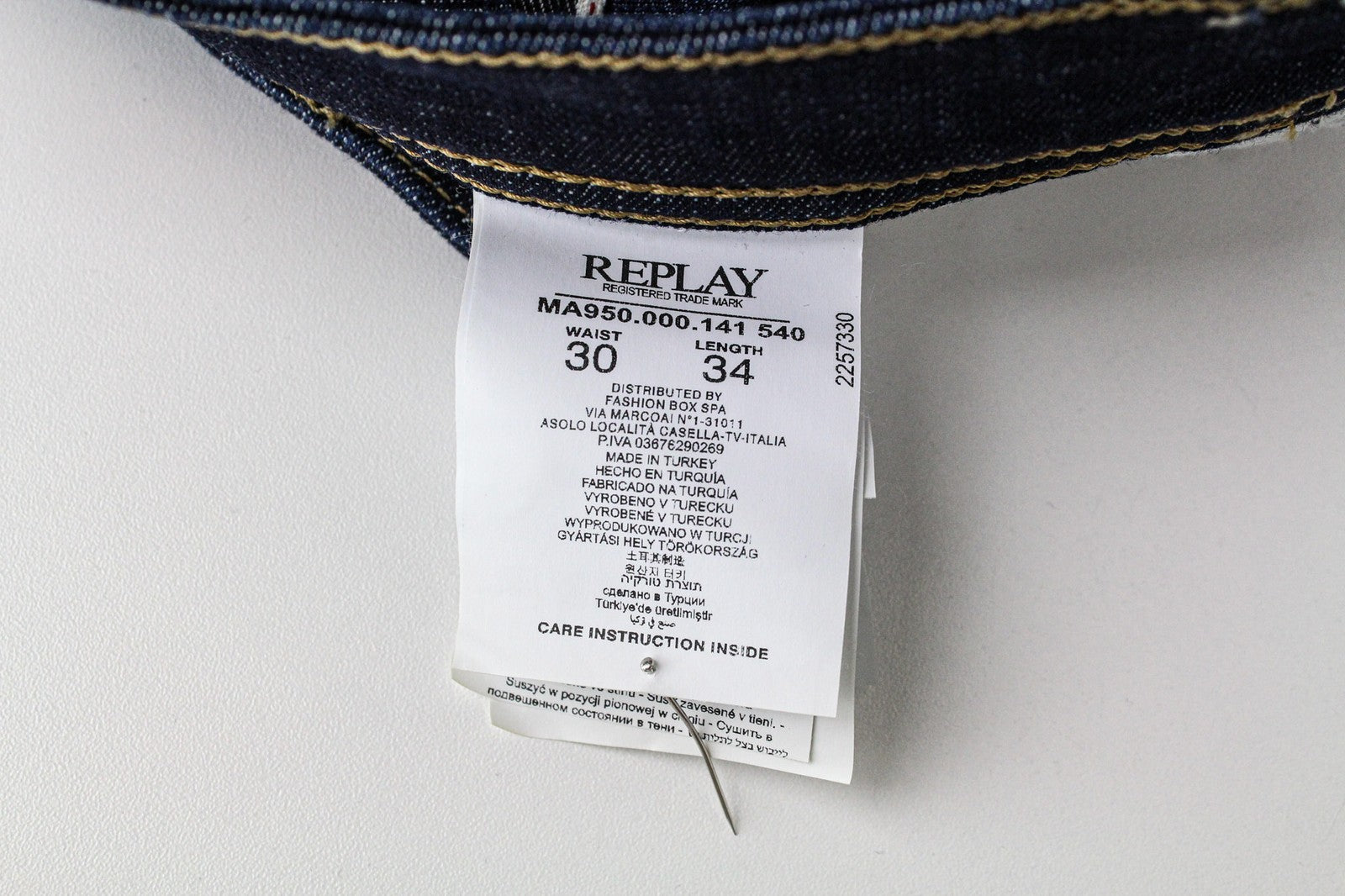 REPLAY Rob Men's Jeans W30/L34 Straight Tapered Blue Cotton Stretch Denim Fit