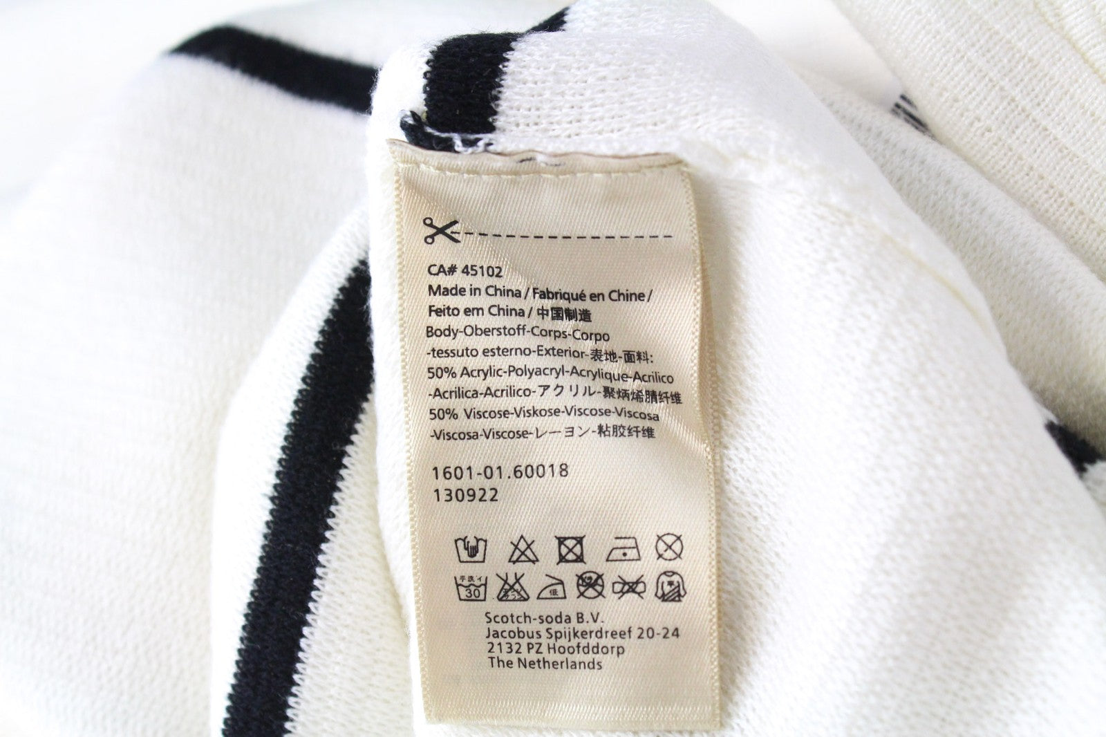 SCOTCH & SODA Ams Couture Men's Jumper L Off-White Tight Knit Striped Sweater