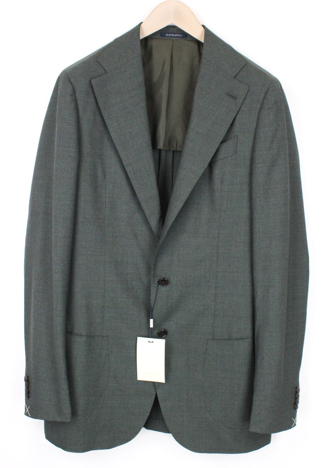 SUITSUPPLY La Spalla Men's Suit UK42L Single-Breast Green Pure Wool Two-Piece