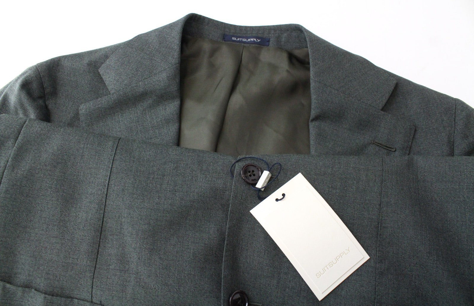 SUITSUPPLY La Spalla Men's Suit UK42L Single-Breast Green Pure Wool Two-Piece