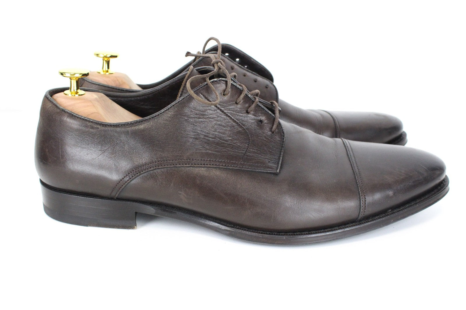 SUITSUPPLY Men's Formal Shoes EU44 Brown Leather Classic Low-Top Lace-Up Style