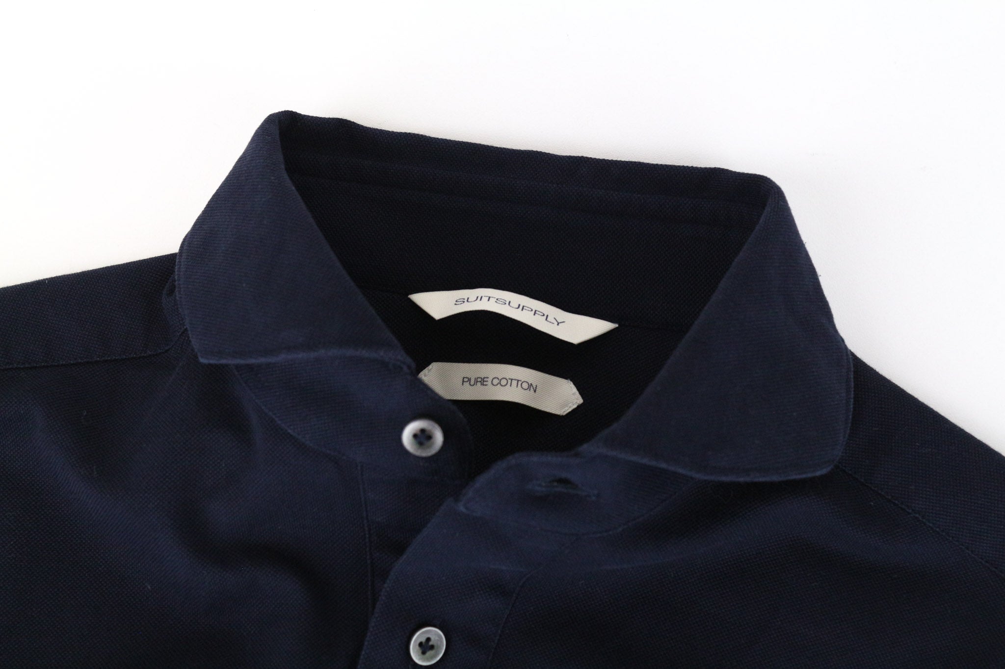 SUITSUPPLY Men's T-Shirt 37/38/14.5/15 Extra Slim Fit Polo Navy Pure Cotton