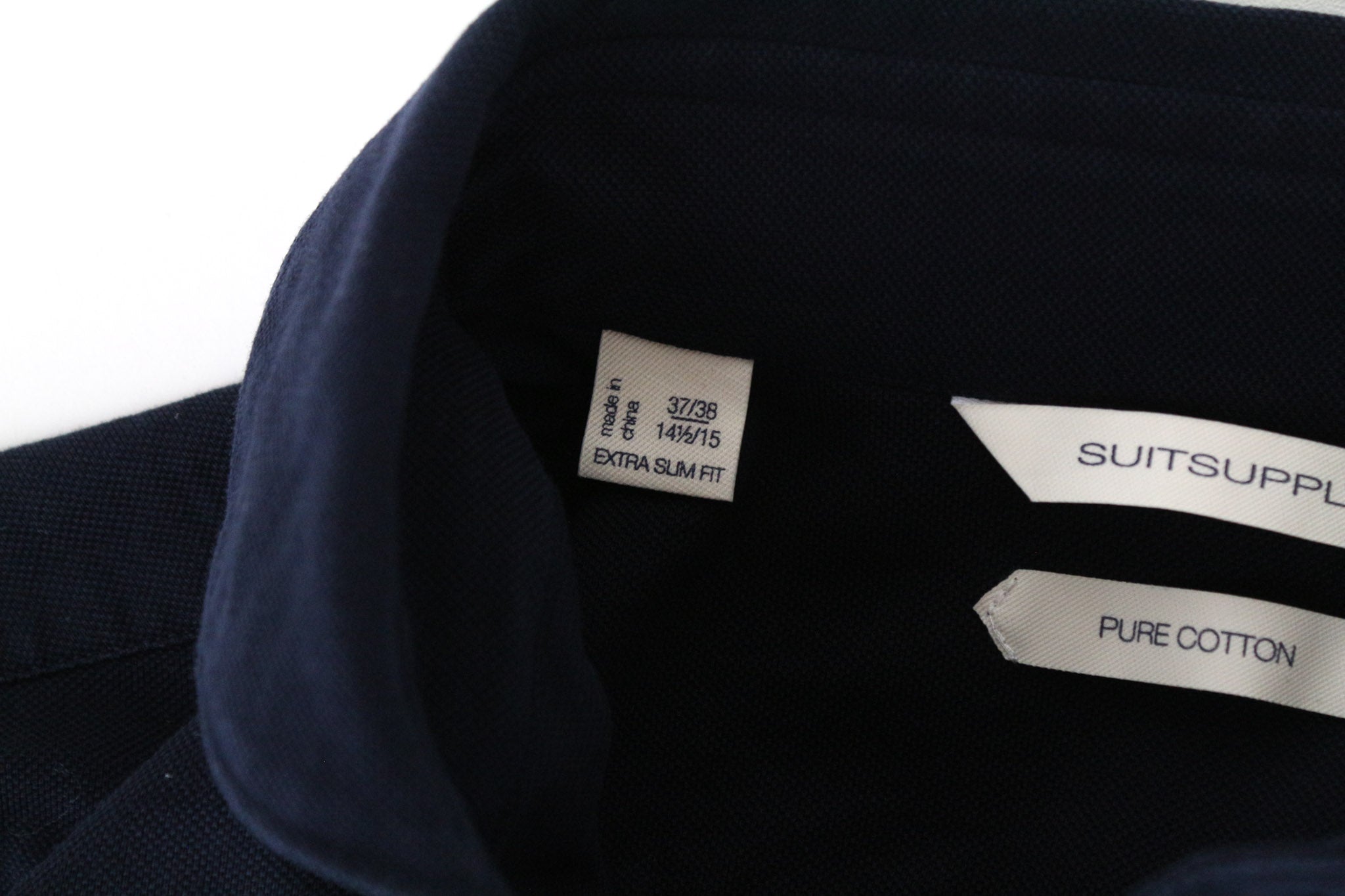 SUITSUPPLY Men's T-Shirt 37/38/14.5/15 Extra Slim Fit Polo Navy Pure Cotton