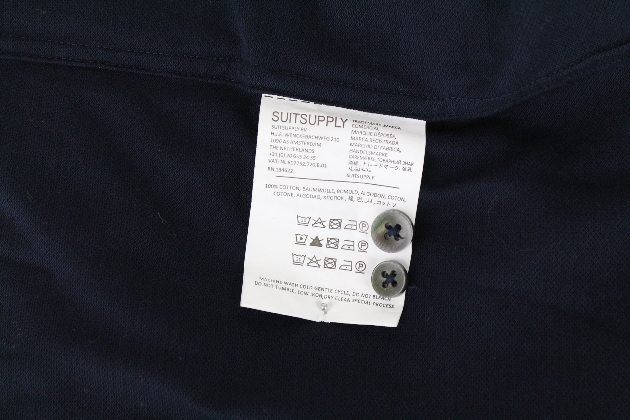 SUITSUPPLY Men's T-Shirt 37/38/14.5/15 Extra Slim Fit Polo Navy Pure Cotton