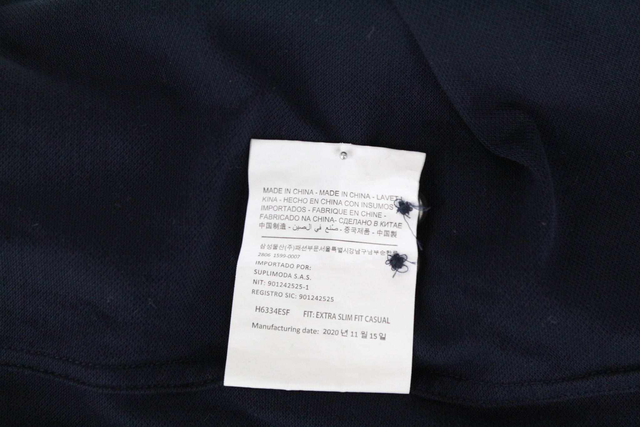 SUITSUPPLY Men's T-Shirt 37/38/14.5/15 Extra Slim Fit Polo Navy Pure Cotton