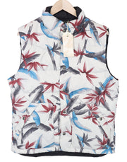 SCOTCH & SODA Men's Vest L Off-White Leaf Patterned High Neck Quilted Reversible