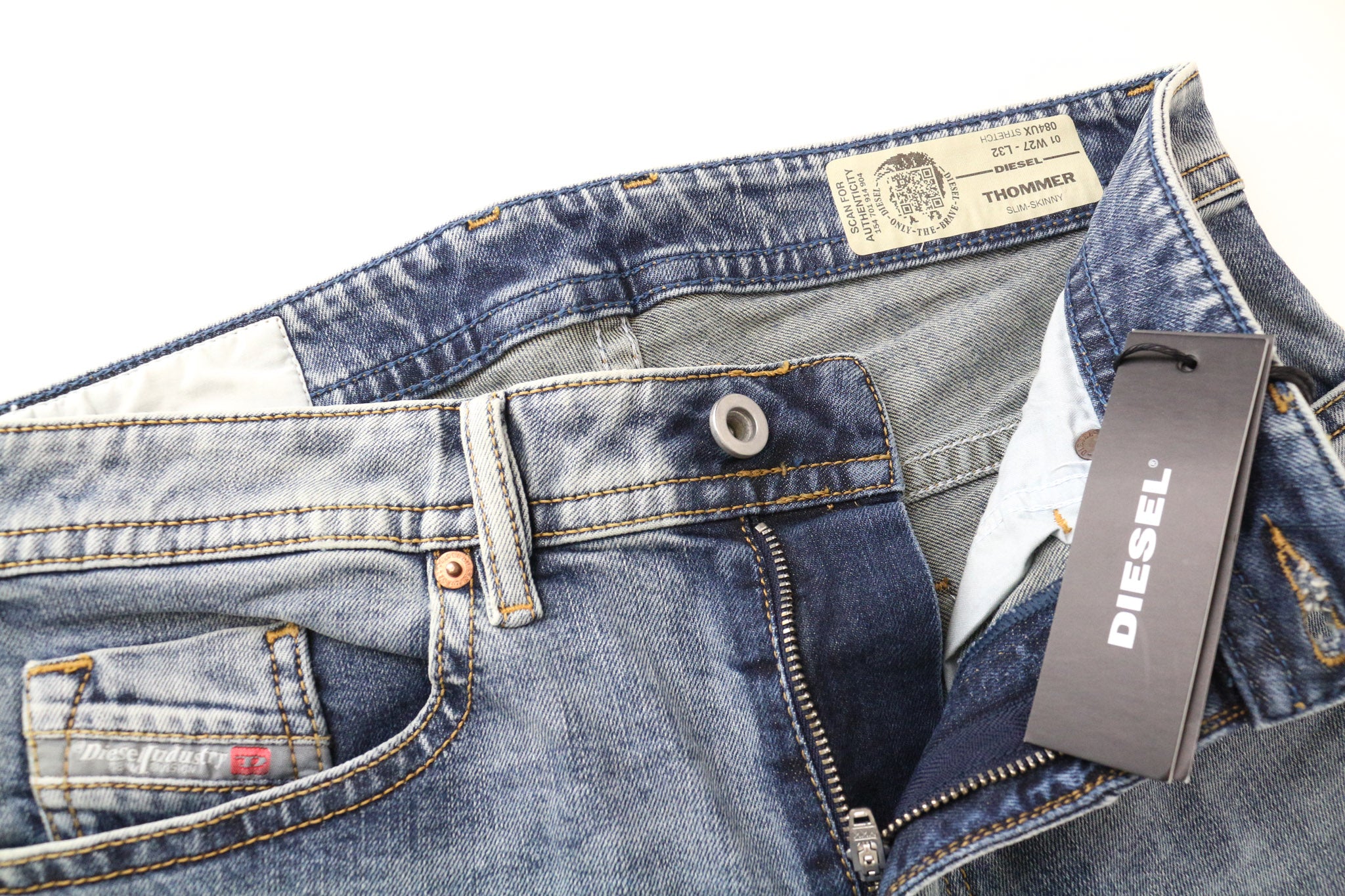 DIESEL Thommer 084UX Men's Jeans W27/L32 Mid Blue Boys Slim Stretch Skinny Zip