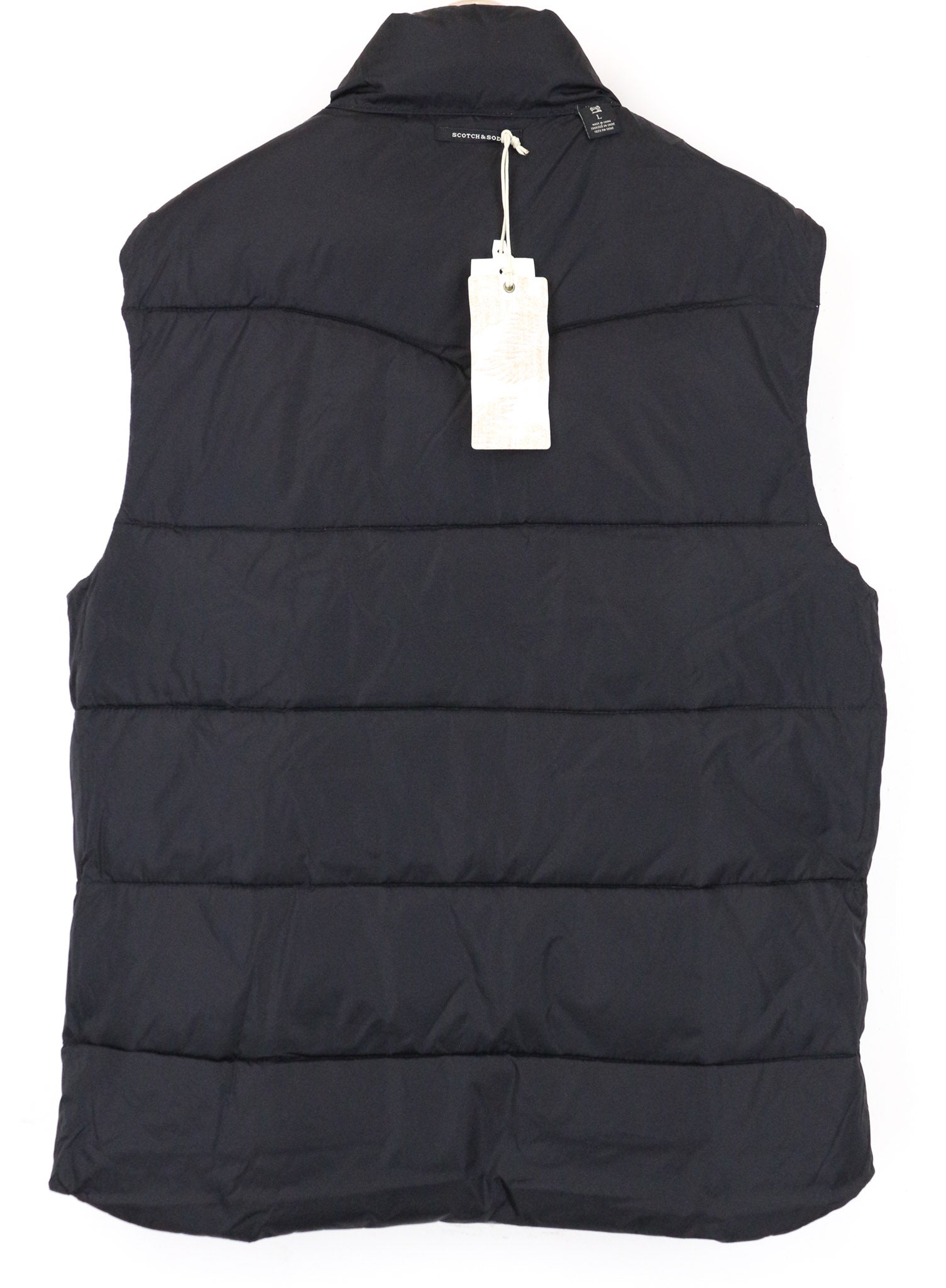 SCOTCH & SODA Men's Vest L Quilted Two-Sided Off-White Leaf Pattern Button-Up
