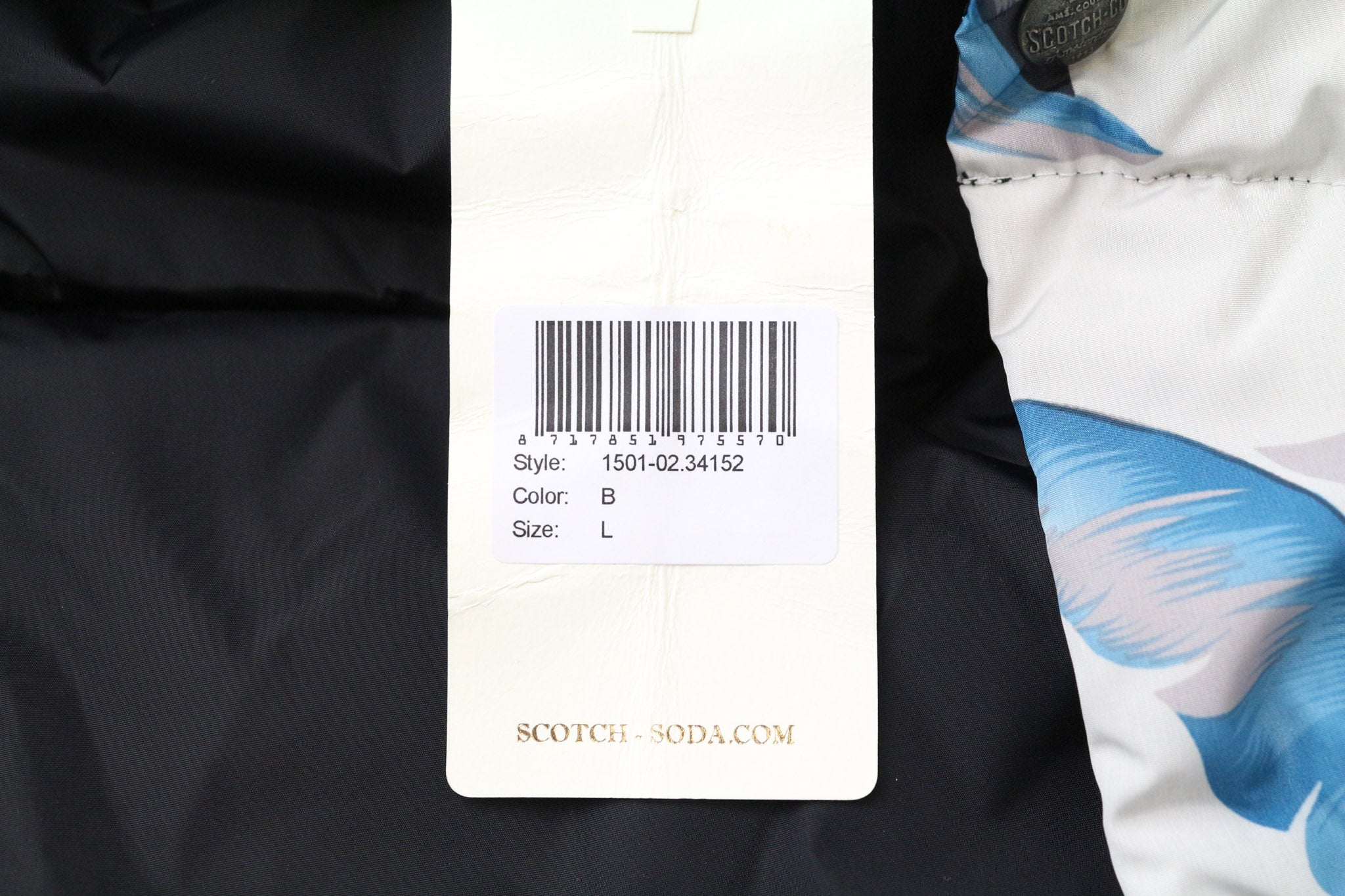 SCOTCH & SODA Men's Vest L Quilted Two-Sided Off-White Leaf Pattern Button-Up