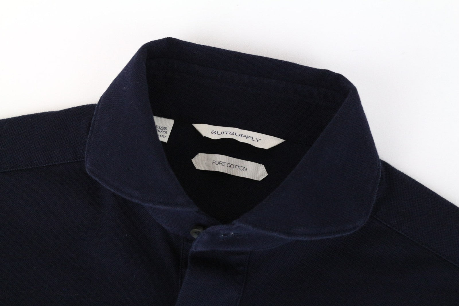 SUITSUPPLY Men's T-Shirt 37L/38L/14.5/15L Extra Slim Fit Navy Pure Cotton Polo