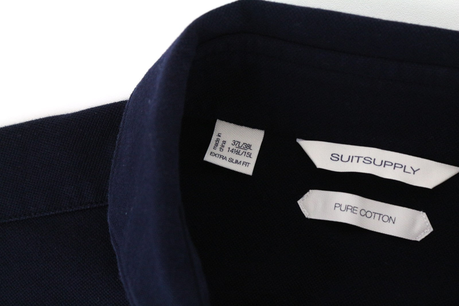 SUITSUPPLY Men's T-Shirt 37L/38L/14.5/15L Extra Slim Fit Navy Pure Cotton Polo