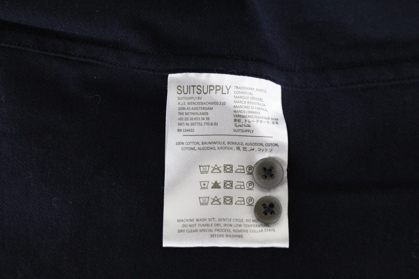 SUITSUPPLY Men's T-Shirt 37L/38L/14.5/15L Extra Slim Fit Navy Pure Cotton Polo