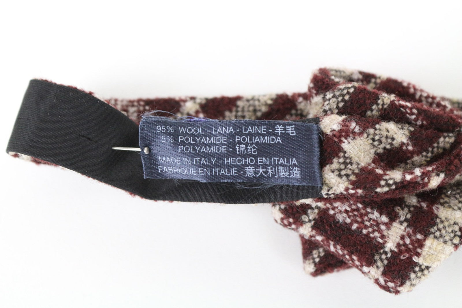 SUITSUPPLY Men's Tie ~93x7.4 cm Purple Wool Mix Check Classic Butterfly Bow