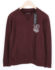 REPLAY Men's Sweatshirt L Burgundy Red Casual Logo Pullover Cotton Long Sleeve