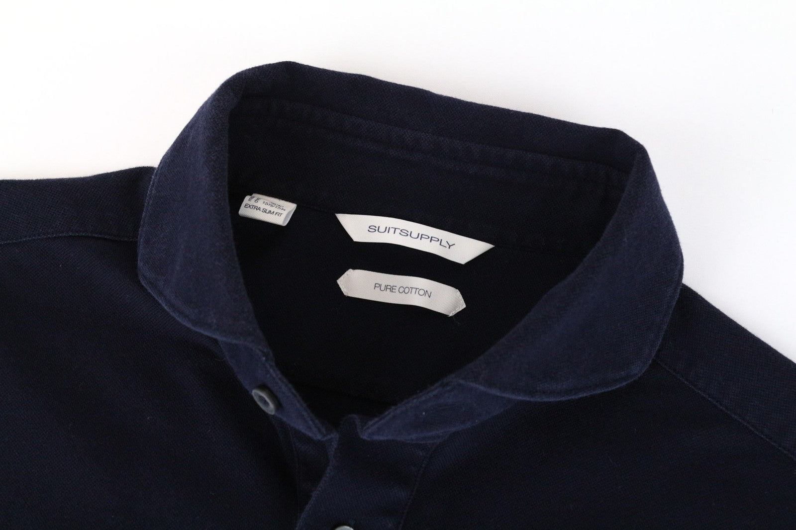 SUITSUPPLY Men's T-Shirt 39/40/15.5/15.75 Extra Slim Fit Polo Navy Pure Cotton