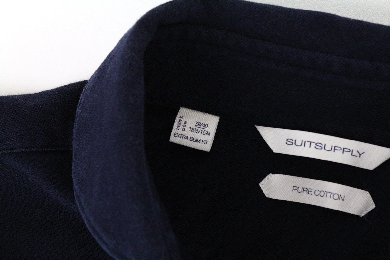 SUITSUPPLY Men's T-Shirt 39/40/15.5/15.75 Extra Slim Fit Polo Navy Pure Cotton