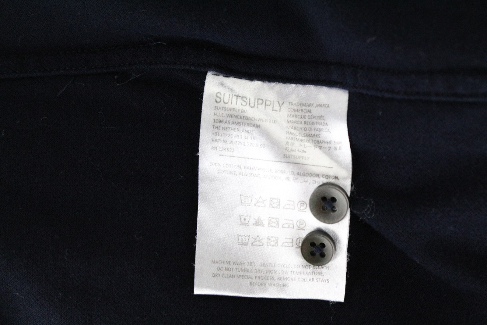 SUITSUPPLY Men's T-Shirt 39/40/15.5/15.75 Extra Slim Fit Polo Navy Pure Cotton