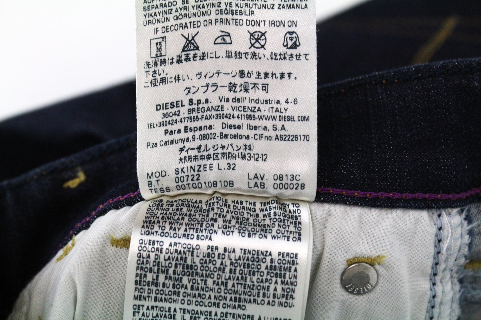 DIESEL Skinzee 0813C Women's Jeans W24/L32 Blue Girls Super Slim Skinny Stretch