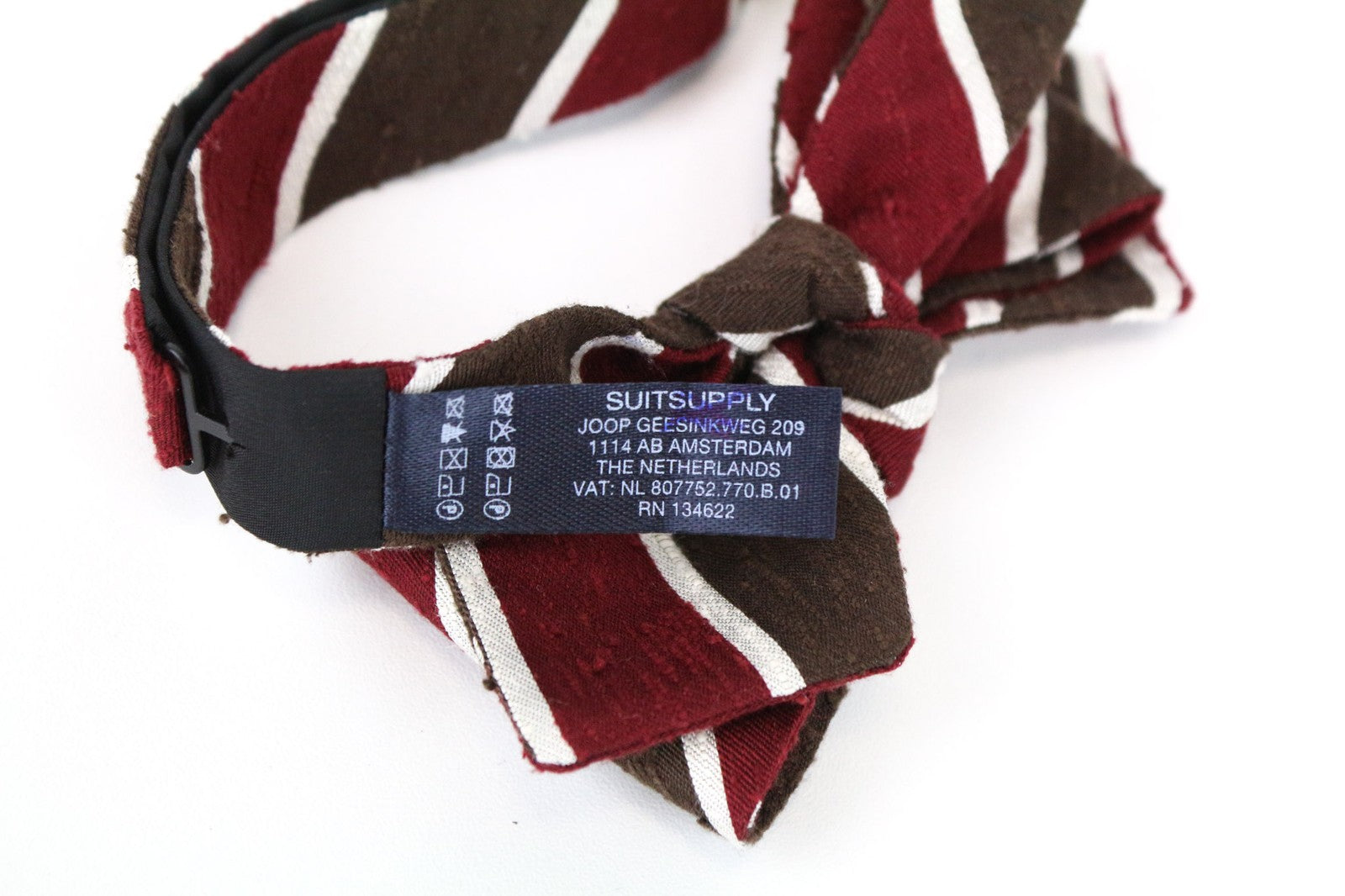 SUITSUPPLY Men's Tie ~93x7.4 cm Red Brown Striped Pure Silk Butterfly Classic