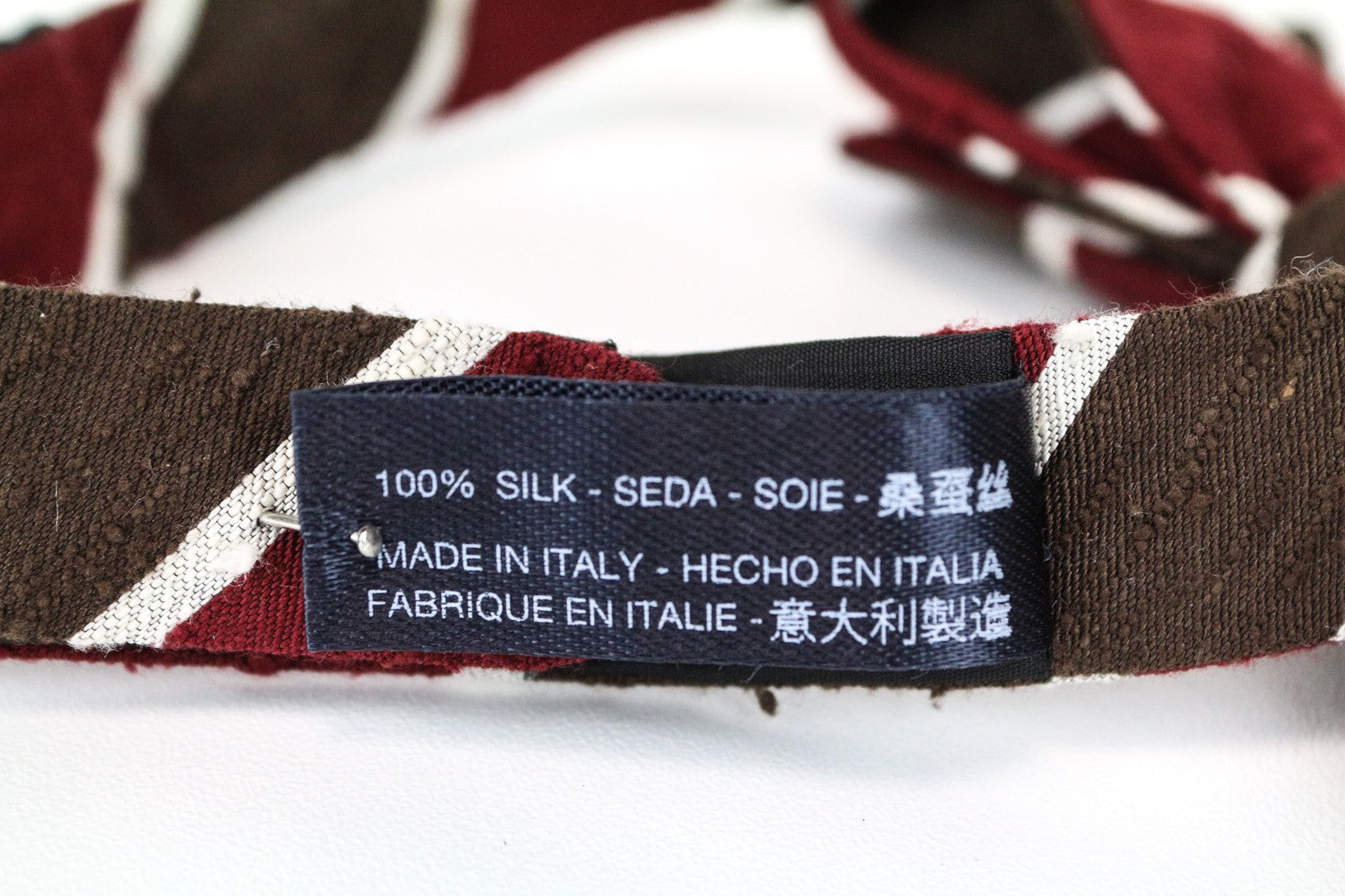 SUITSUPPLY Men's Tie ~93x7.4 cm Red Brown Striped Pure Silk Butterfly Classic