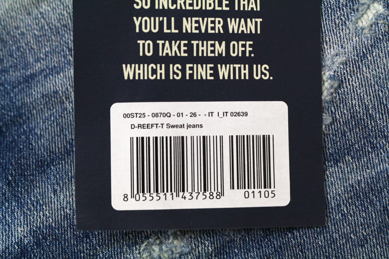 DIESEL D-Reeft-T 0870Q Men's Jeans W26 Blue Jogg Sweat Stretch Super Skinny Boys