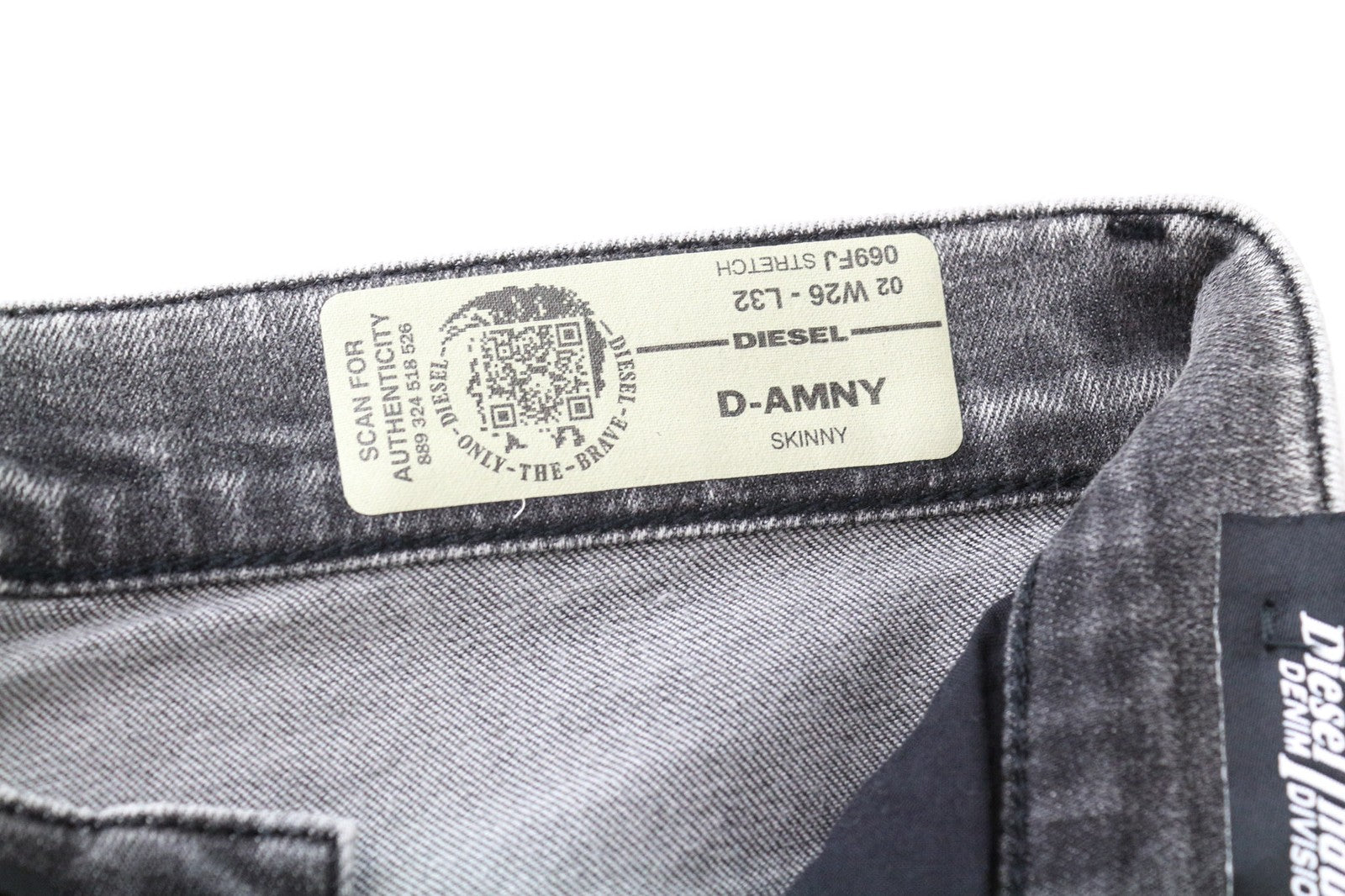 DIESEL D-Amny 069FJ Men's Jeans W26/L32 Mid Grey Stretch Skinny Zip-Fly Boys
