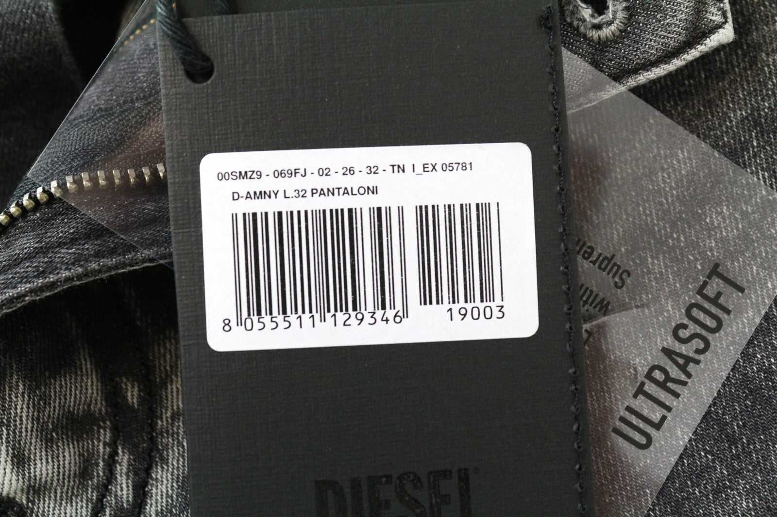 DIESEL D-Amny 069FJ Men's Jeans W26/L32 Mid Grey Stretch Skinny Zip-Fly Boys