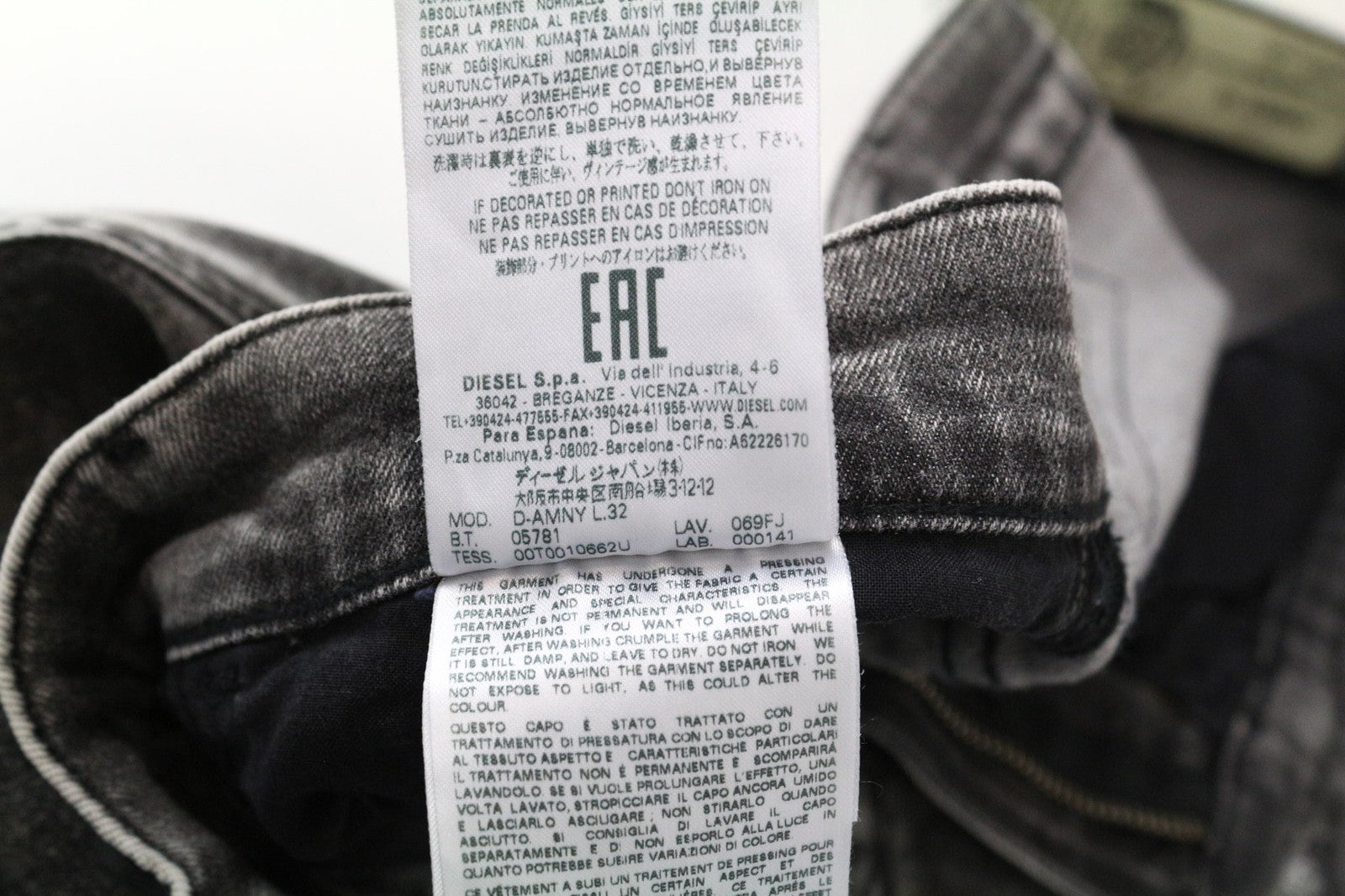 DIESEL D-Amny 069FJ Men's Jeans W26/L32 Mid Grey Stretch Skinny Zip-Fly Boys