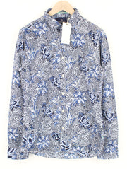 SCOTCH & SODA Men's Shirt L Blue Melange Graphic Cotton Blend Stretch Pattern