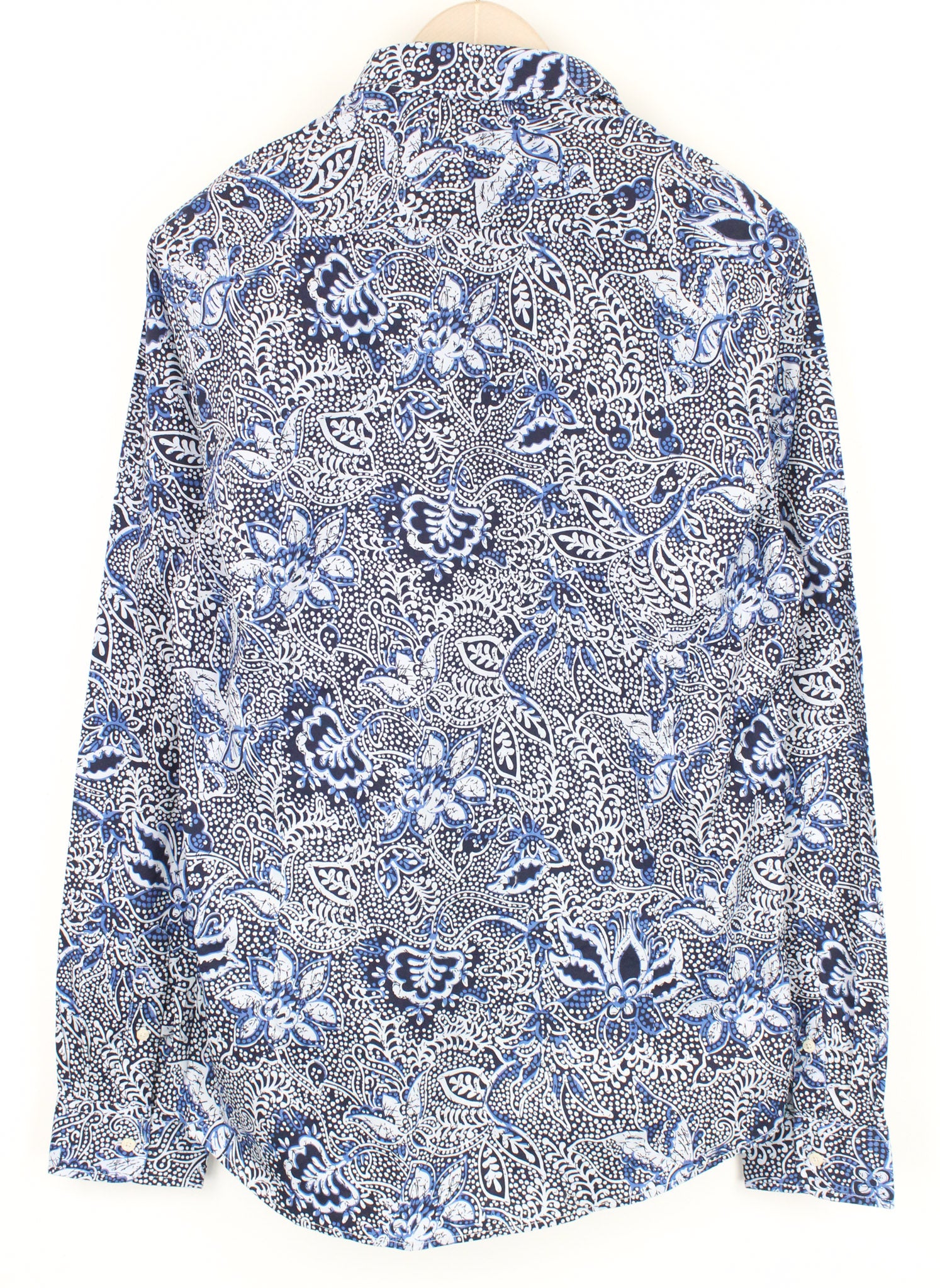 SCOTCH & SODA Men's Shirt L Blue Melange Graphic Cotton Blend Stretch Pattern