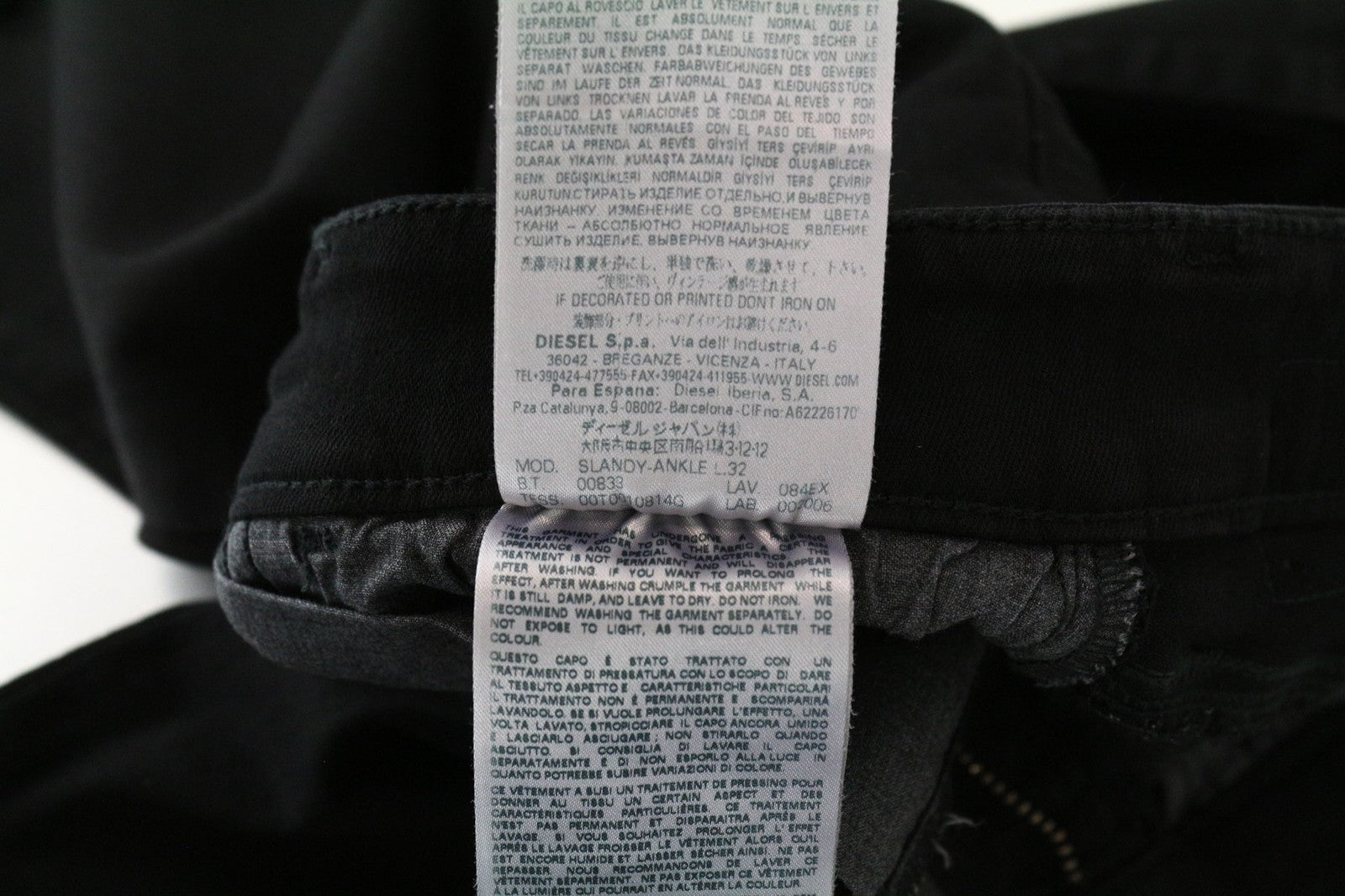 DIESEL Slandy-Ankle 084EX Women's Jeans W27/L32 Black Super Slim Stretch Skinny