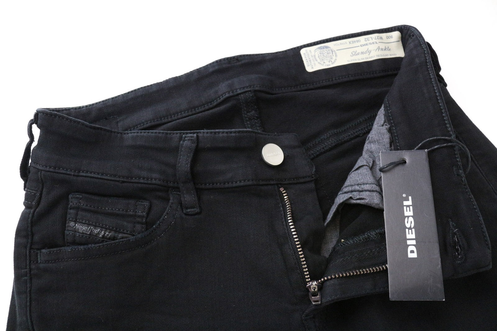 DIESEL Slandy-Ankle 084EX Women's Jeans W27/L32 Black Super Slim Stretch Skinny